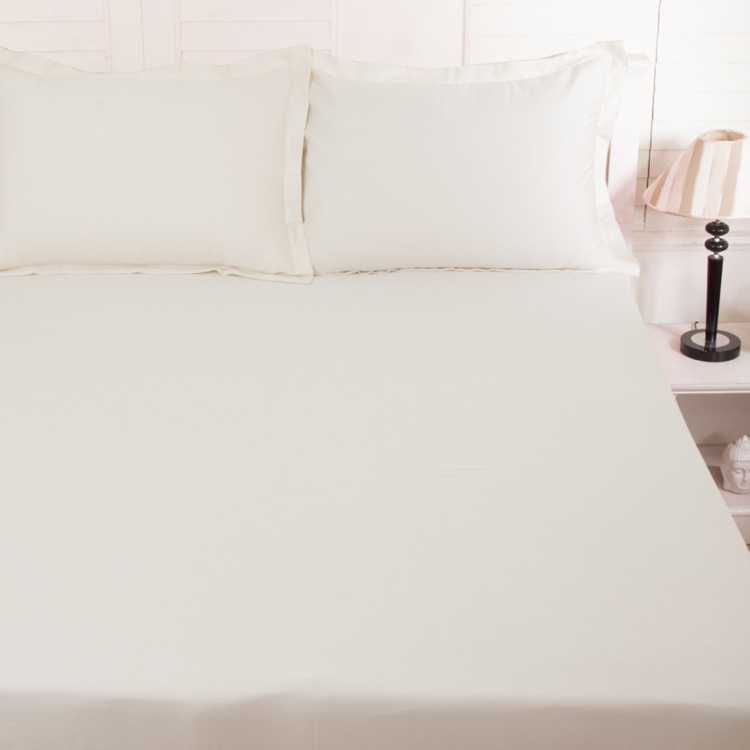 MASPAR Solid 3-Piece Cotton Double Bedsheet Set - 224 x 275 cm