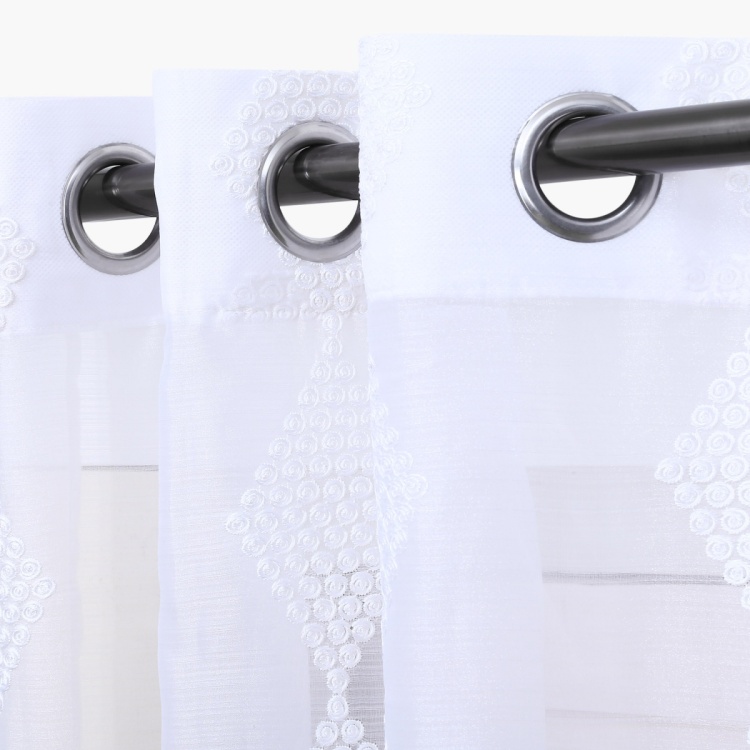 Matrix Crystal Embellished Sheer Door Curtain - Set Of 2
