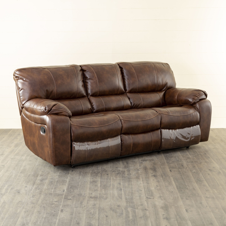 Apollo Brown Faux Leather 3 Seater, Apollo Leather Recliner Sofa