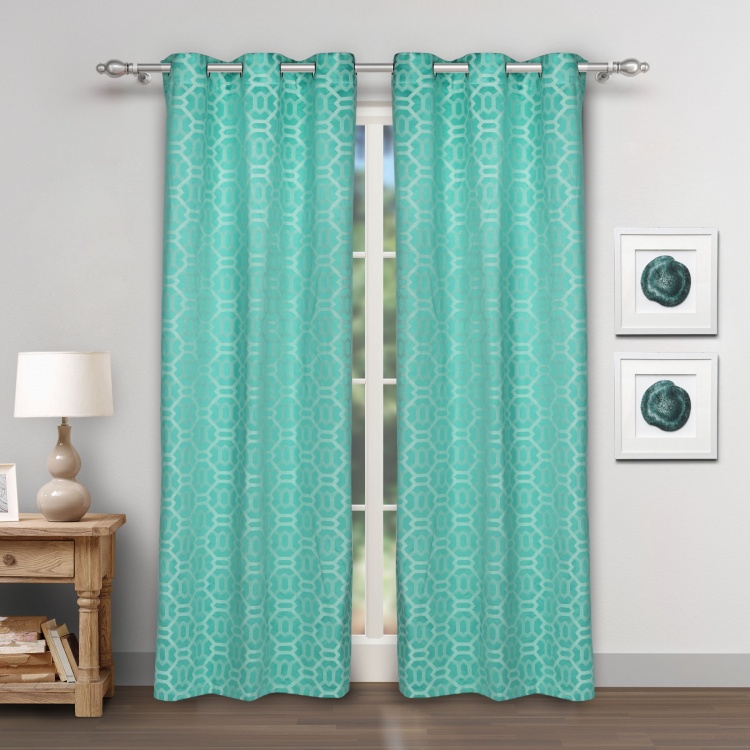Jade Jacquard Design Door Curtains- Set Of 2 Pcs.