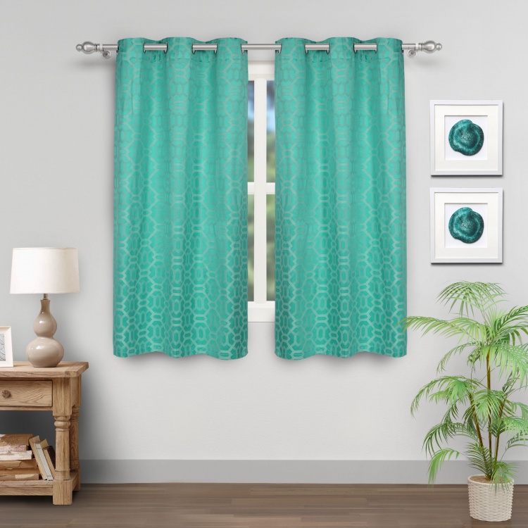Jade Jacquard Design Window Curtains- Set Of 2 Pcs.
