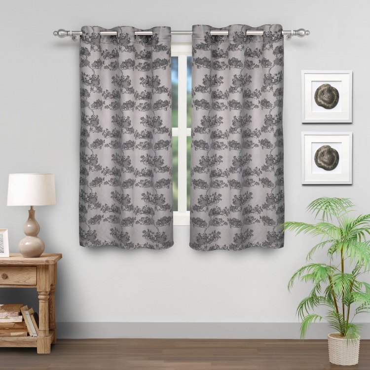 Jade Jacquard Design Semi-Blackout Window Curtain Pair - 110 X 160 cm