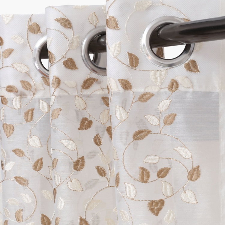 Matrix Crystal Semi-Sheer Embroidered Door Curtain Pair - 225 X 135 cm