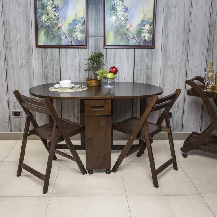 Butterfly Rich Brown Solid Wood Oval 4 Seater Dining Table Without Chairs