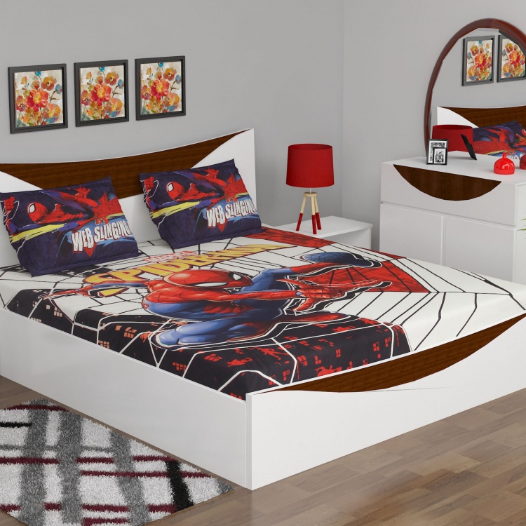 Spiderman Double Bedsheet Set- 3 Pcs.