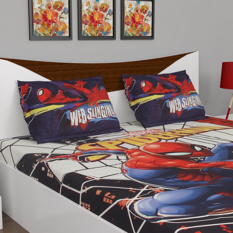 Spiderman Double Bedsheet Set- 3 Pcs.