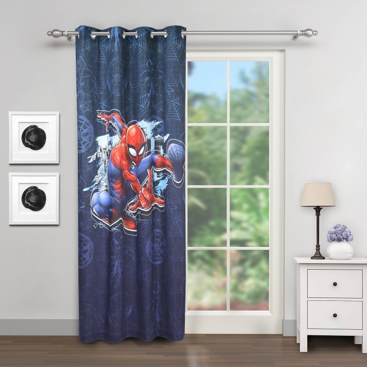 Spiderman Printed Cotton Single Door Curtain