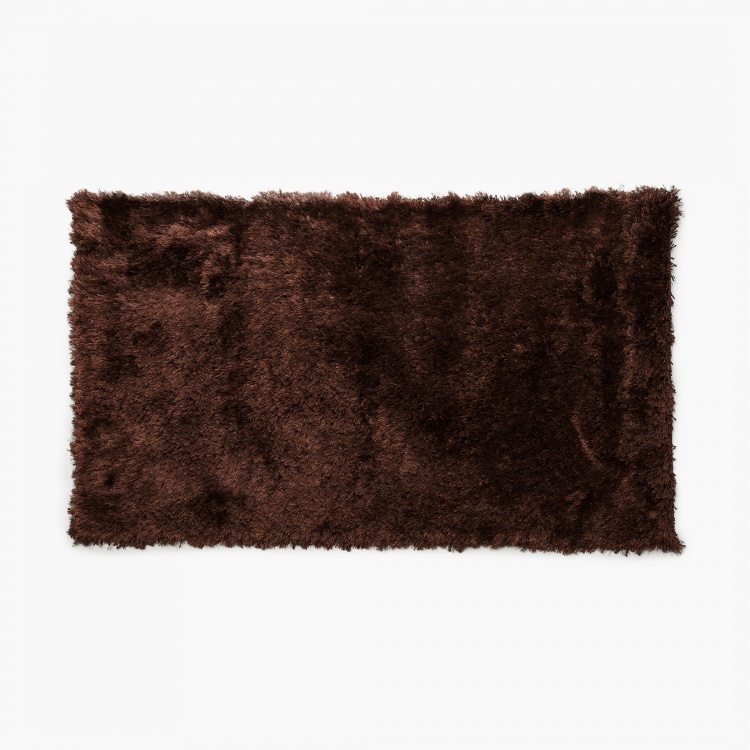 Eyelash Solid Shaggy Carpet - Polyester - 150 cm x 90 cm - Brown