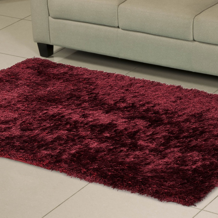 Eyelash Solid Shaggy Carpet - 150 cm x 90 cm - Polyester - 150 cm x 90 cm - Red