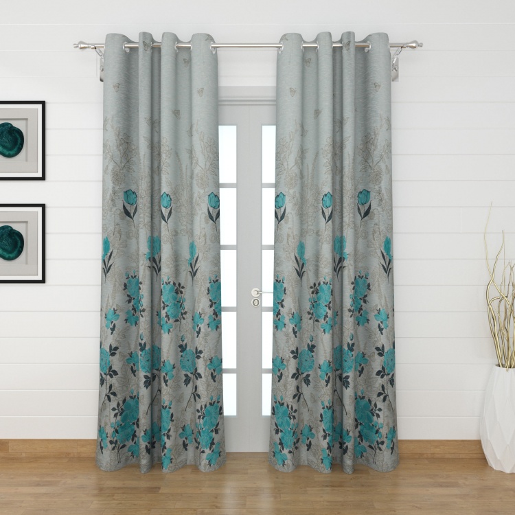 Matrix Floral Semi-Blackout Door Curtain - 135 x 225 cm