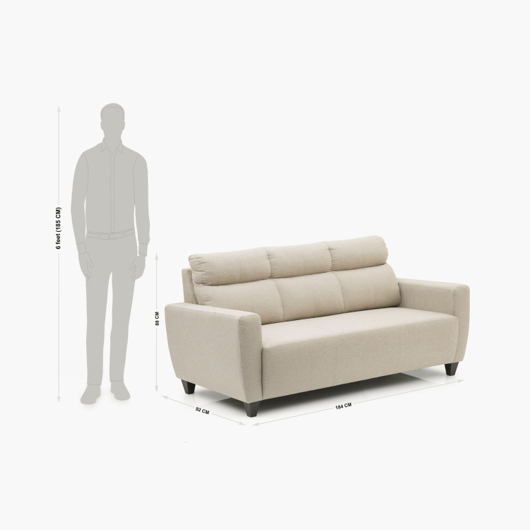 Emily Beige 3-Seater Fabric Sofa