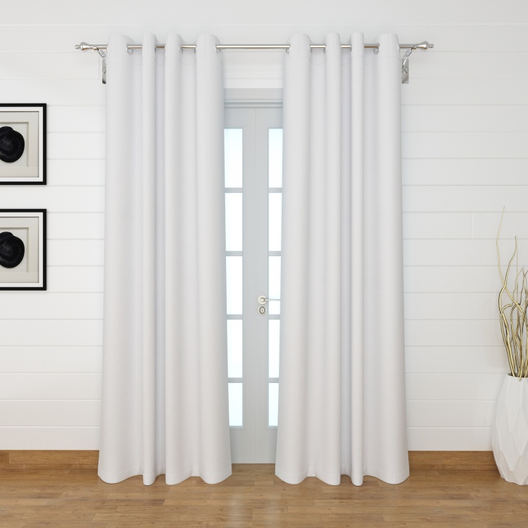 Marshmallow Solid Blackout Door Curtain Pair - 135 x 225 cm
