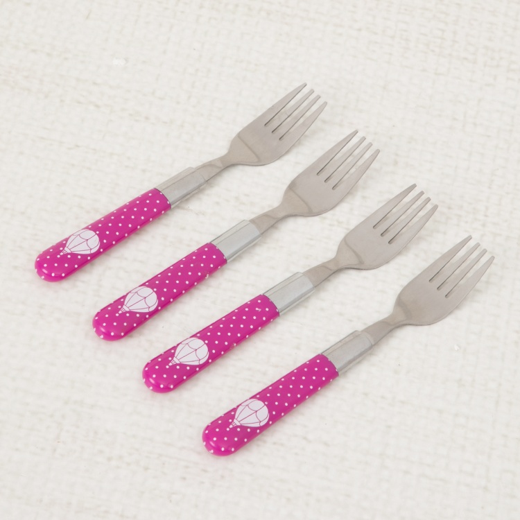 FABULOUS 3 Printed Stainless Steel Forks- Set Of 4 Pcs.