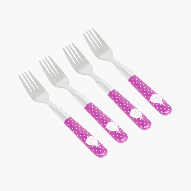 FABULOUS 3 Printed Stainless Steel Forks- Set Of 4 Pcs.