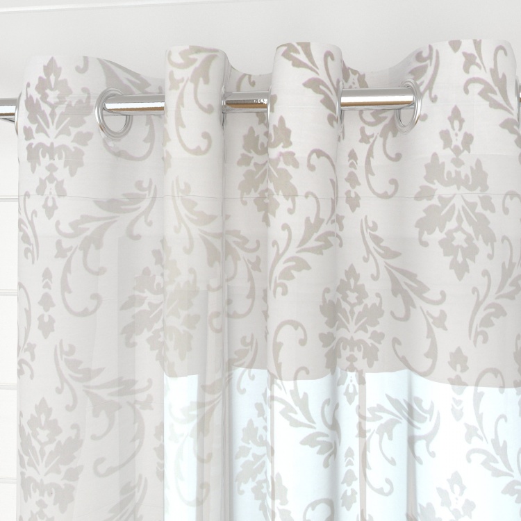 Marshmallow Burntout Floral Semi Sheer Window Curtain Pair - 110 x 160 cm
