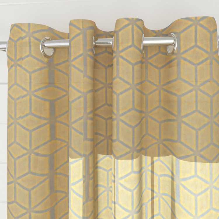 Marshmallow Geometric Semi Sheer Window Curtain Pair - 110 x 160 cm