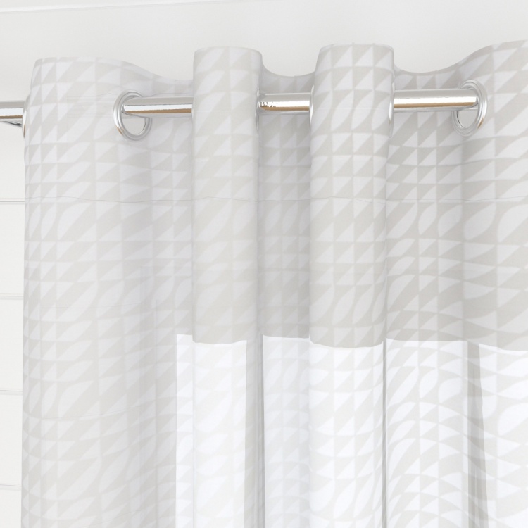 Marshmallow Burntout Geometric Semi Sheer Window Curtain Pair - 110 x 160 cm