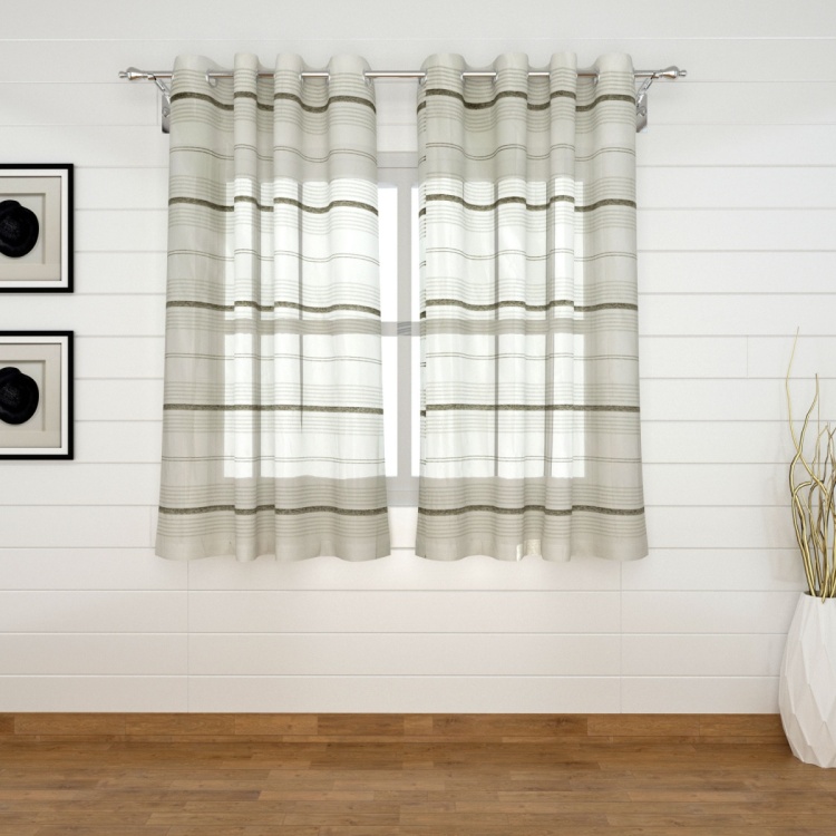 Marshmallow Mistletoe Striped Window Curtain Pair - 110 x 160 cm