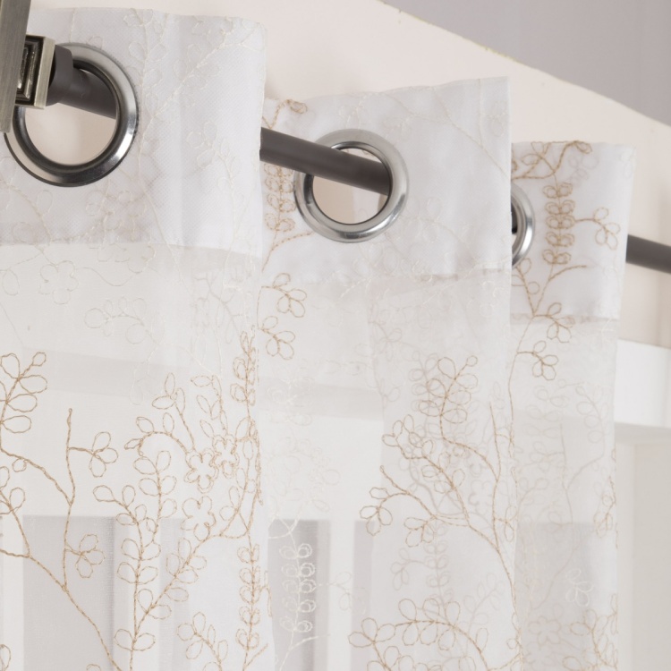 Griffin Floral Embroidered Door Curtain-Set Of 2 Pcs