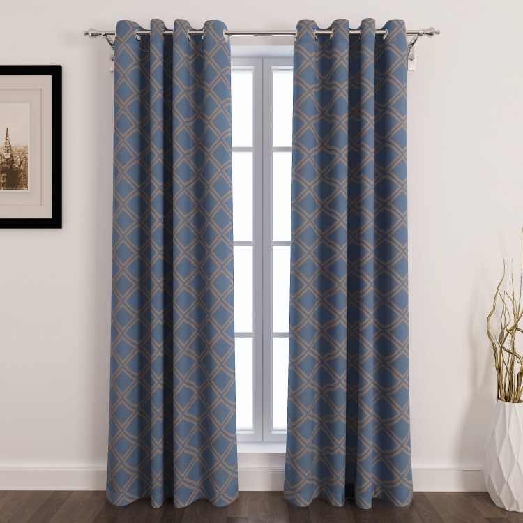 Seirra Fancy Jacquard Semi-Blackout Door Curtain Pair - 110 x 225 cm