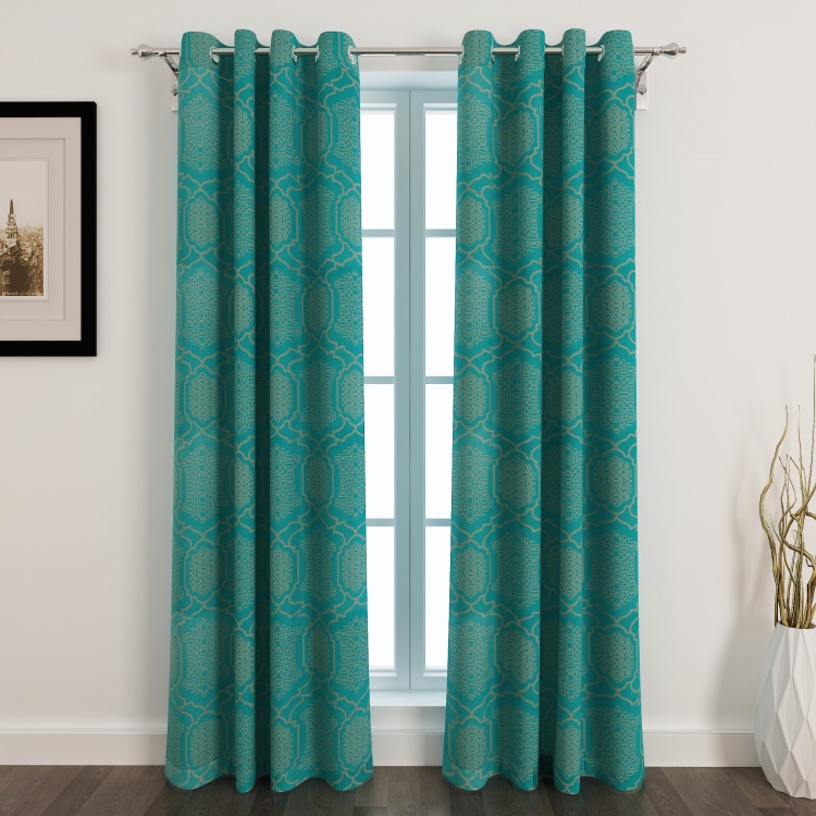 Seirra Fancy Jacquard Semi-Blackout Door Curtain Set- Set of 2 - 110 x 225 cm