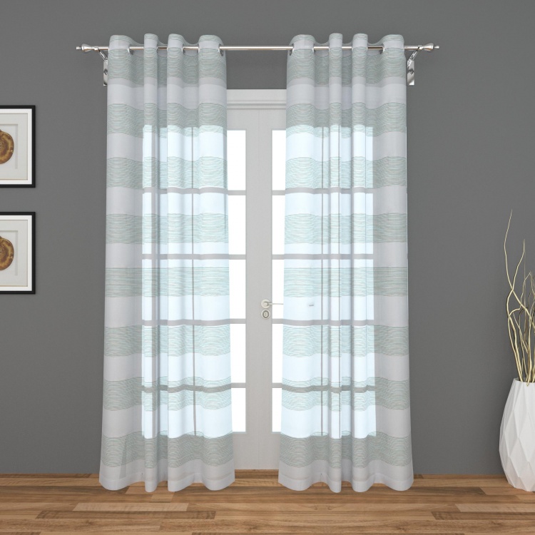 Seirra Lucent Stripes Door Curtain Pair - 110 x 225 cm