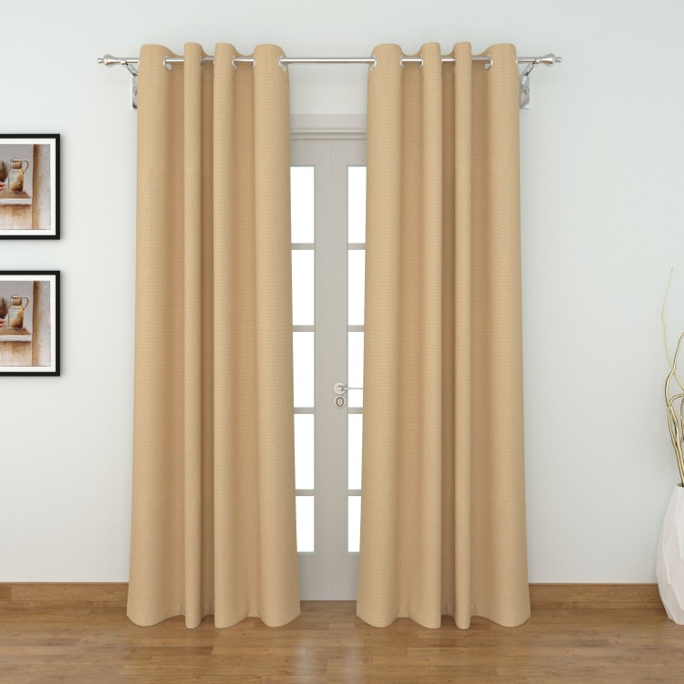 Seirra Solid Solid Door Curtains - Set Of 2 Pcs - 225 cm X 110 cm - Polyester  - 225 cmL X 110 cmW - Beige