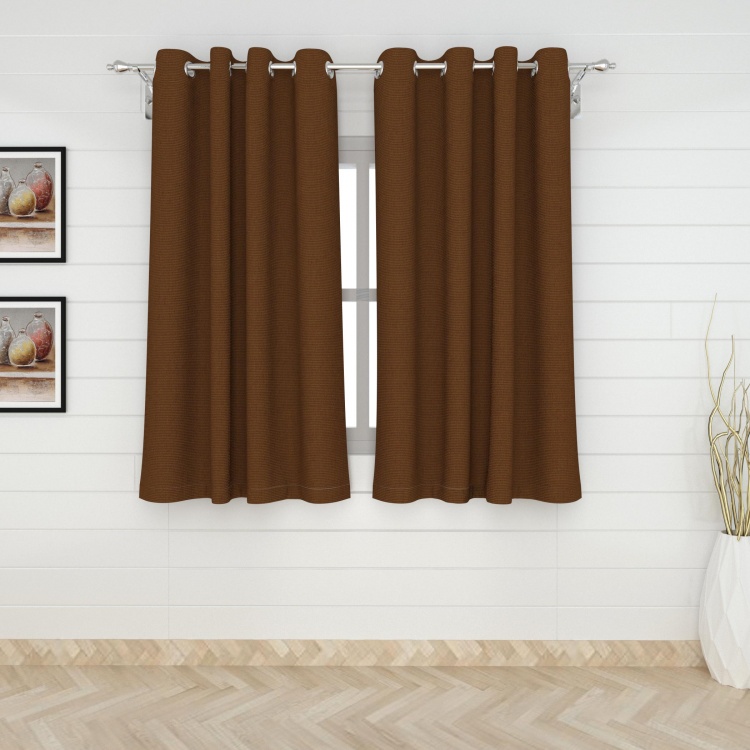 Seirra Solid Solid Polyester Window Curtain  : 160 cm x 110 cm Brown