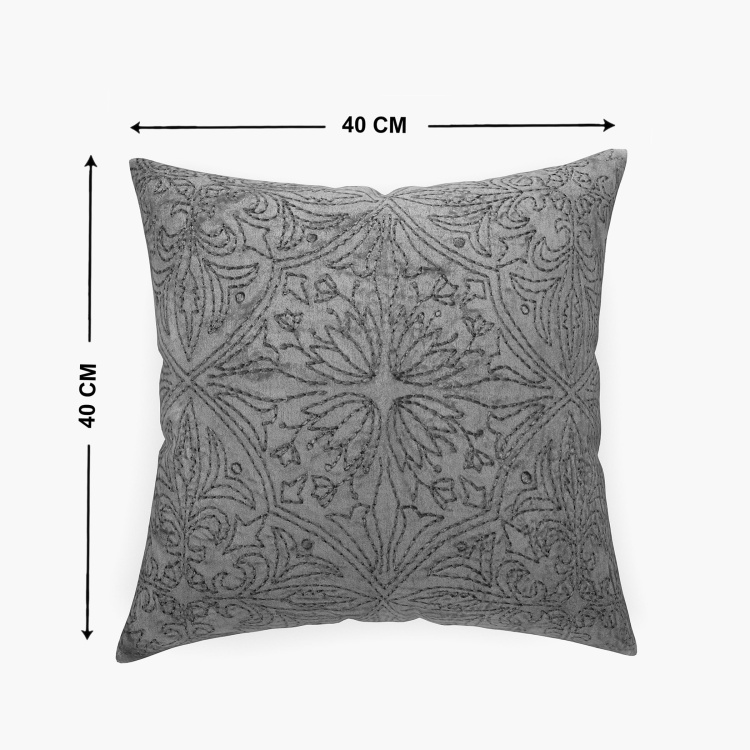 Marshmallow Floral Embroidery Cushion Cover - 40 x 40 cm