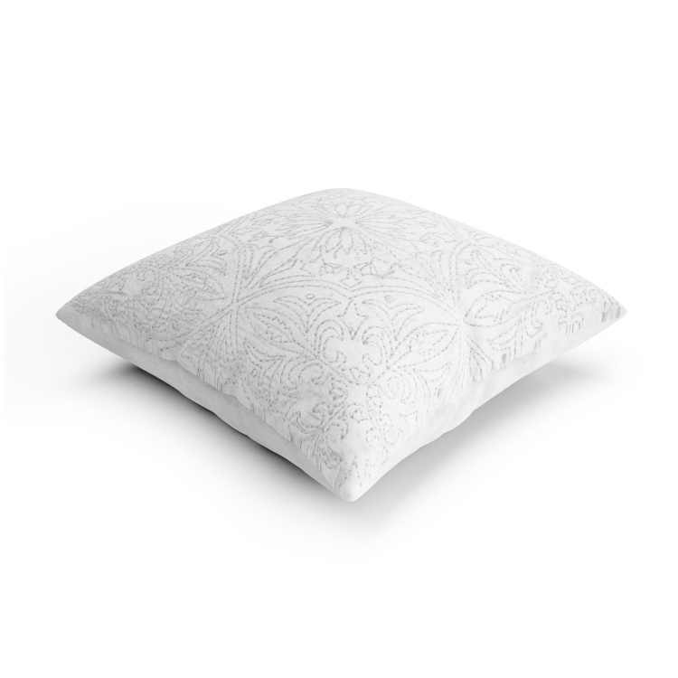 Marshmallow Floral Embroidered Cushion Cover - 40 x 40 cm
