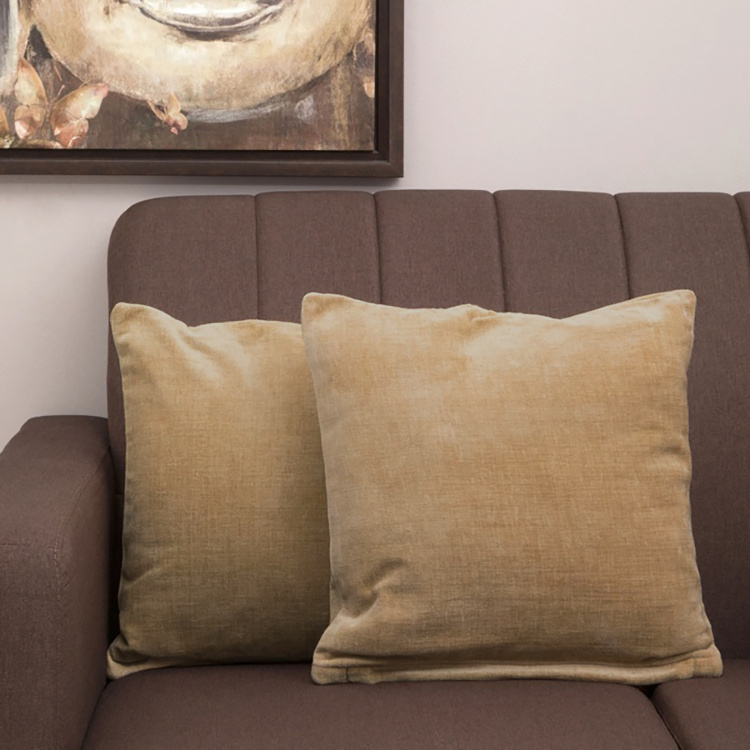 Ebony Chenille Solid Polyester Filled Cushion  : 40 cm x 40 cm