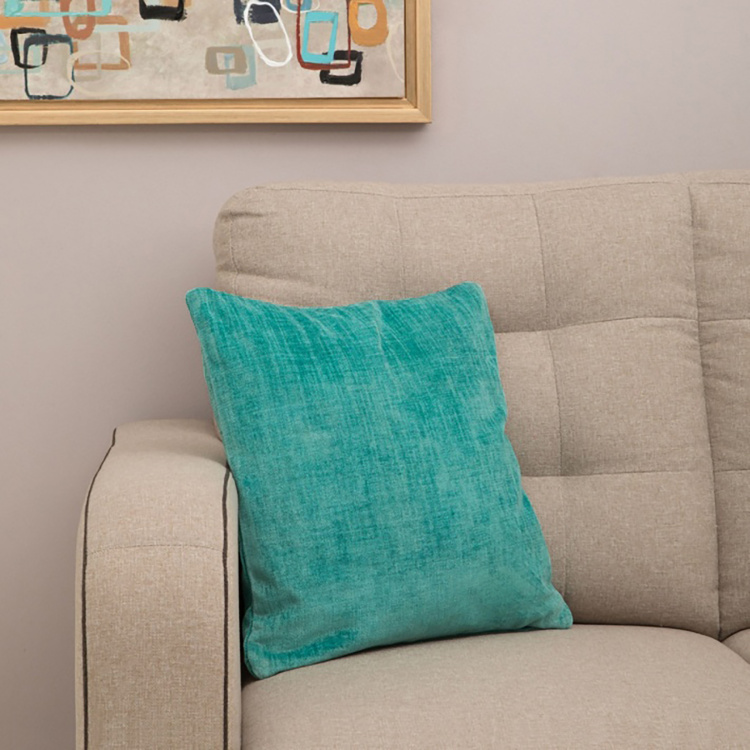 Ebony Chenille Solid Polyester Ebony Chenille Textured Filled Cushion -:  40x40 cm