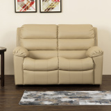 Petals Faux Leather Sofa- 2 Seater - Beige