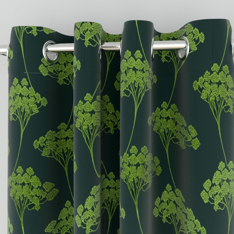 Griffin Greens Floral Printed Door Curtain Pair - 110 x 225 cm