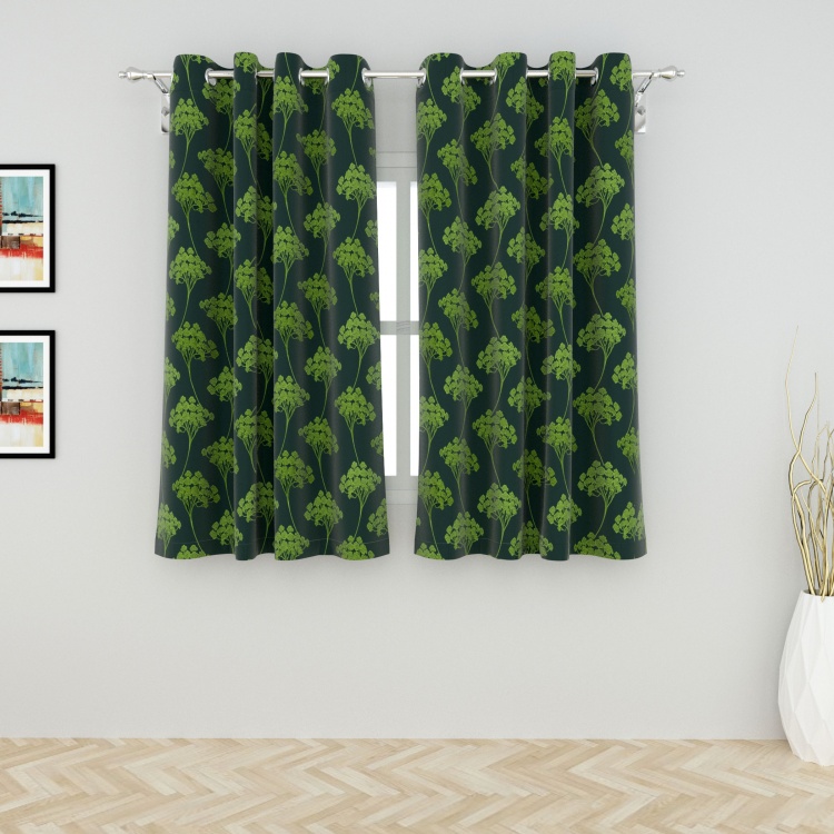 Griffin Greens Floral Printed Window Curtain Pair - 135 x 160 cm