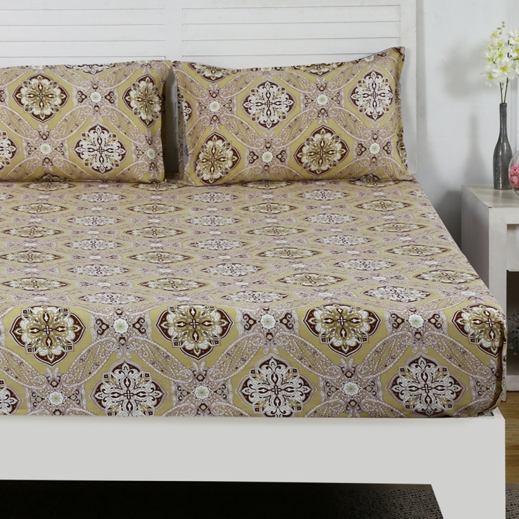Maspar Anais Printed Cotton Double Bedsheet with Pillow Covers- 3 Pcs.