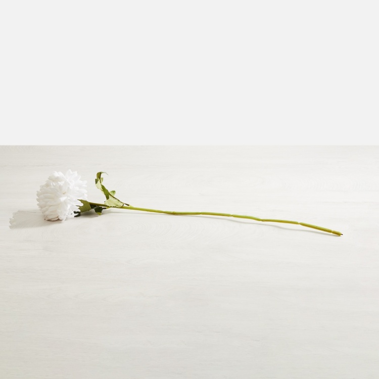 Botanical Flower Solid Single Pc. Artificial Garden Flower-Mum Ball Stem-Plastic - White