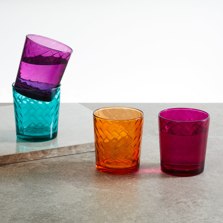 Carley Multicolour Textured Whiskey Glasses - 370ml - Set of 4