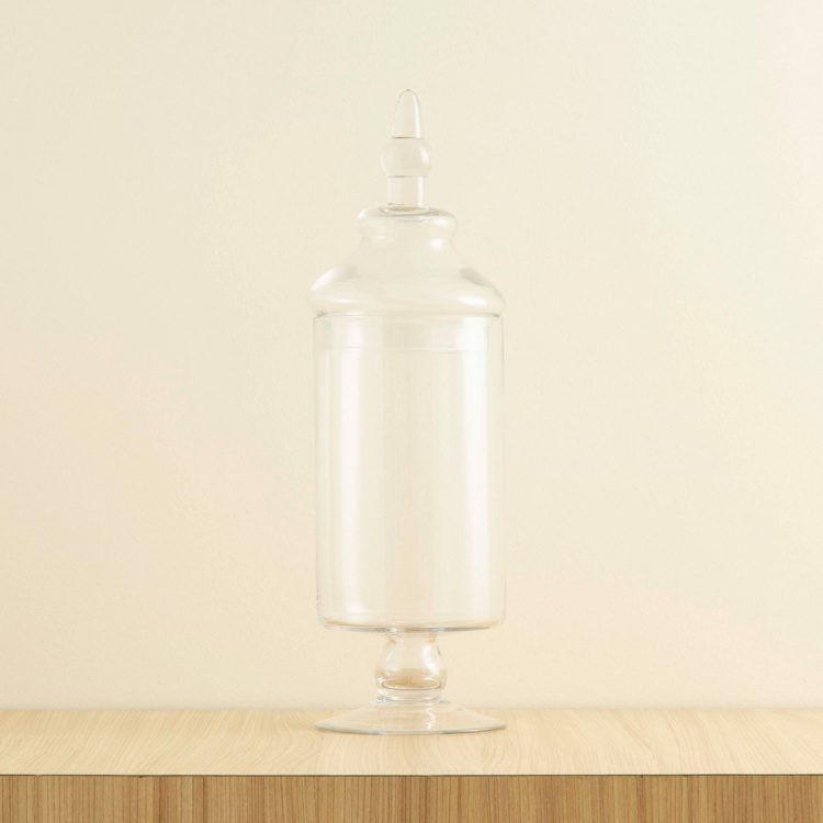 Contour-Clear Range - Table Glass - Candy Jar : 12.5 cm x 12.5 cm x 42 cm - Transparent