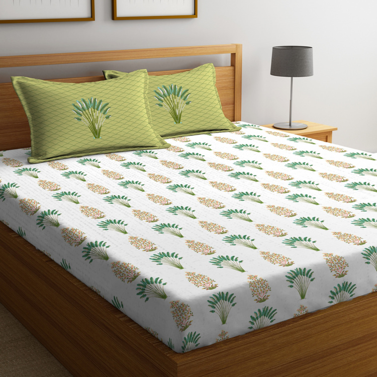 PORTICO Shalimaar Printed Double Bedsheet with Pillow Covers - Set Of 3 Pcs.