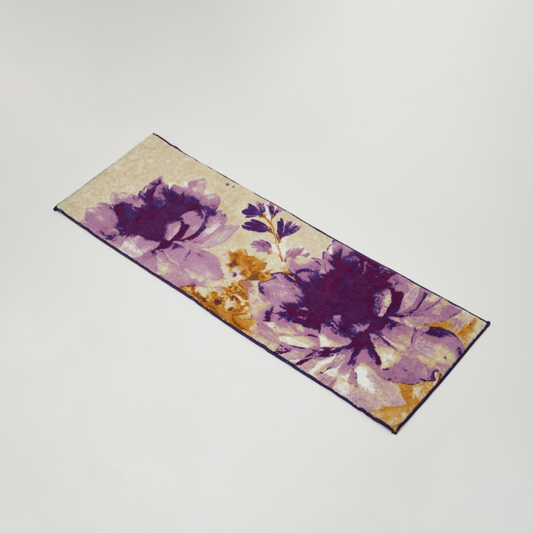 Amphora Floral Print Plush Carpet - 49 x 150 cm