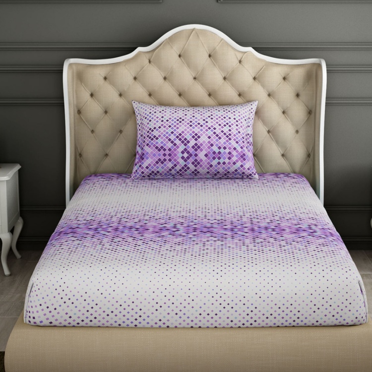 SPACES Geometric Print Ombre-Dyed Single Bedsheets - Set of 2 Pcs.