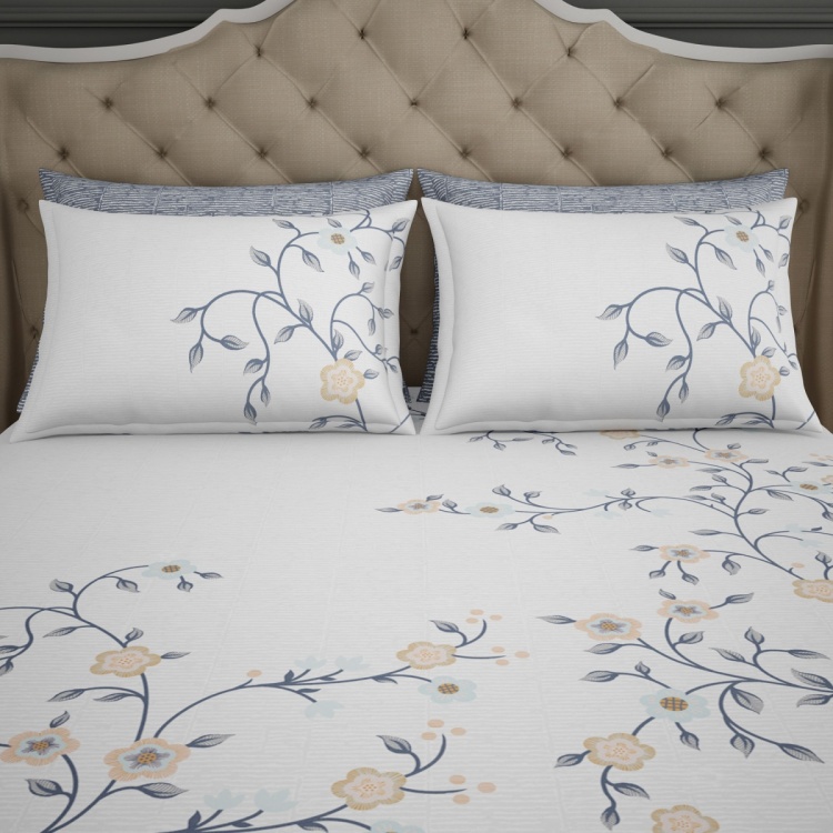 SPACES Occasions Printed Cotton Double Bedsheet with Pillow Covers - Set of 3 Pcs.