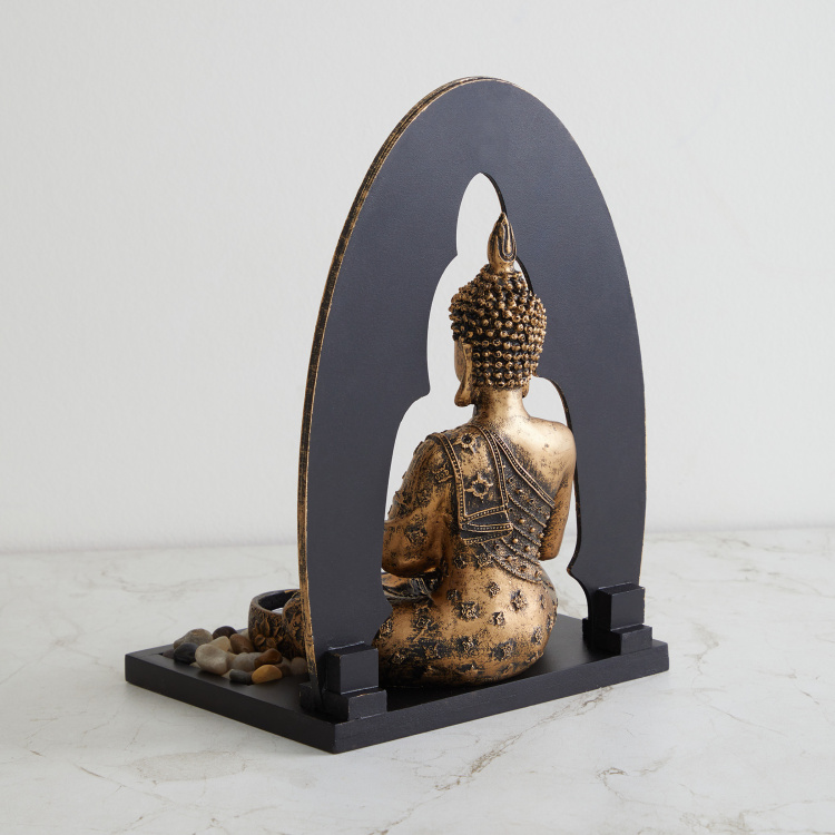 Rennaisance Gold Polyresin Buddha Figurine T-Light Holder