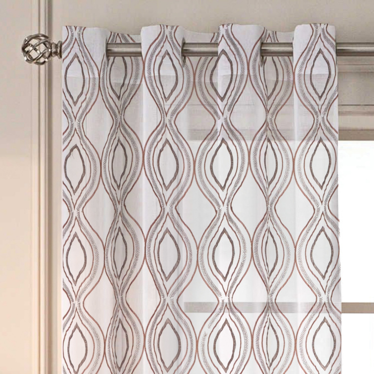 DECO WINDOW Printed Sheer Door Curtain-Set of 2 Pcs.