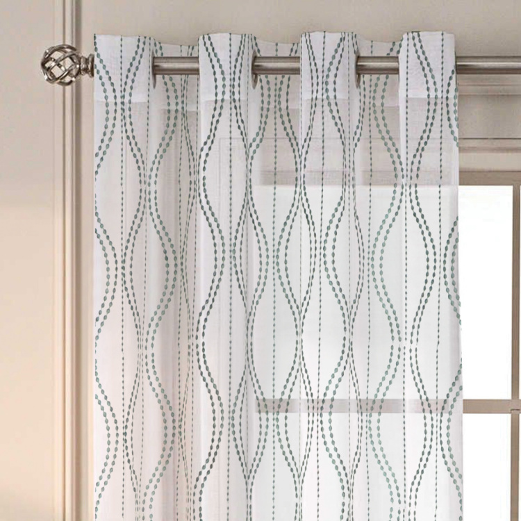 DECO WINDOW Printed Sheer Door Curtain Pair - 132 x 228 cm