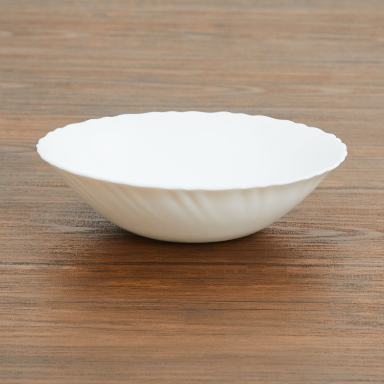 Capella-Polaris Solid Serving Bowl  - Glass Bowl - 17 cm x 17 cm x 4.5 cm  - Microwave Compatible -  White