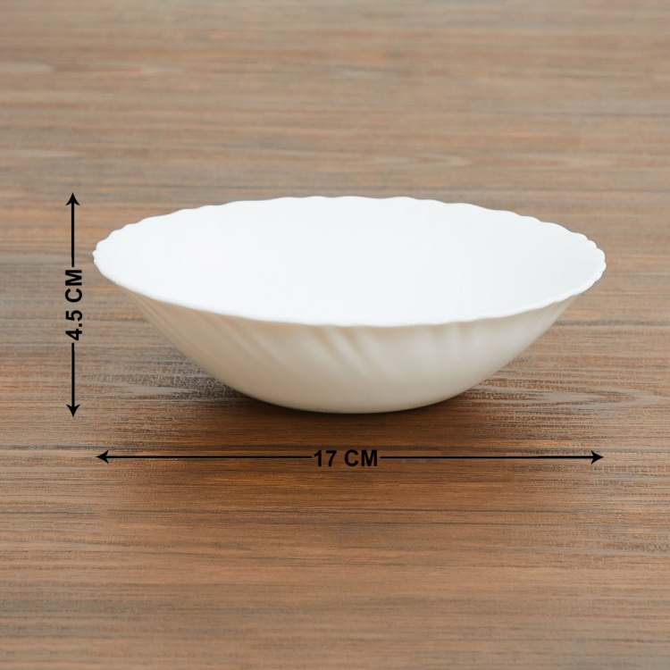 Capella-Polaris Solid Serving Bowl  - Glass Bowl - 17 cm x 17 cm x 4.5 cm  - Microwave Compatible -  White