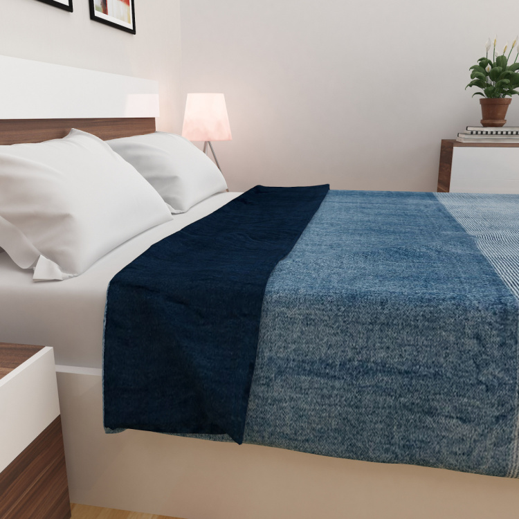 Radiant - Blue Printed Polyester Double Bed Blanket - 260GSM