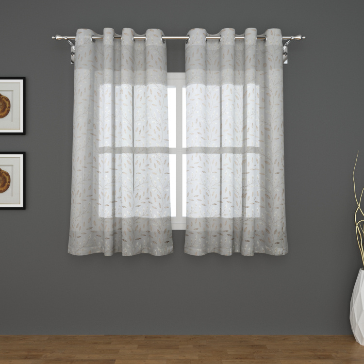 Matrix Crystal Set of 2 Embroidered Semi-Sheer Window Curtains - 110 X 160 cm